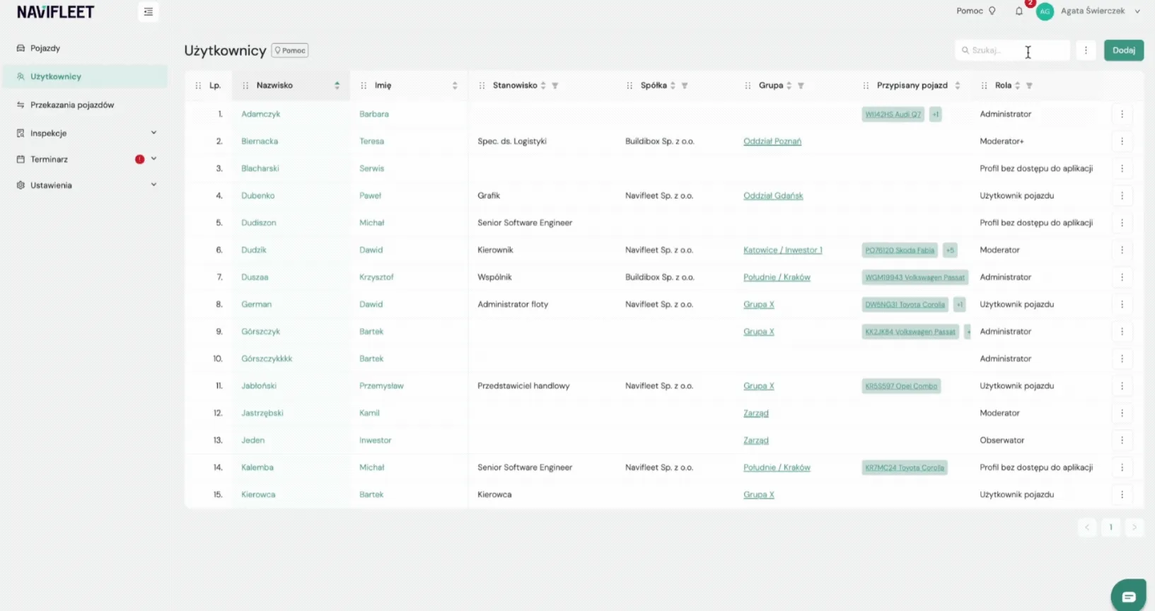 Revoking access to the app – screenshot of the Navifleet app