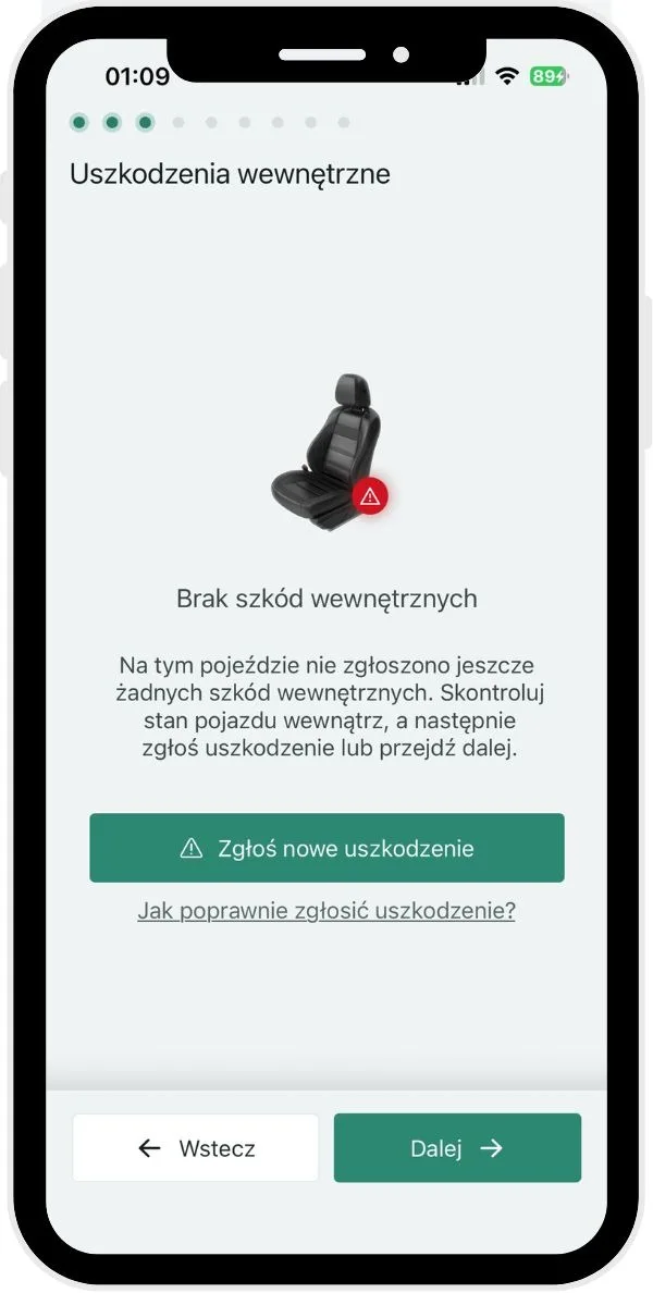 What steps does a vehicle inspection consist of? – screenshot of the Navifleet app