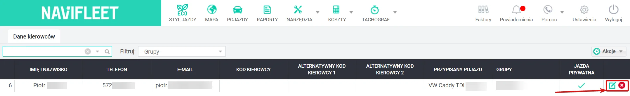 How to add drivers in the Navifleet app? – screenshot
