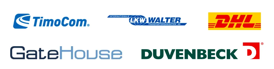 Logos of transport systems - Trans, Timocom, DHL, GateHouse