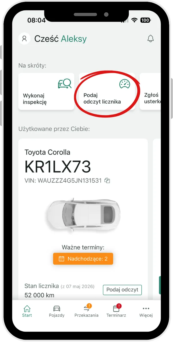 To update engine hours: – screenshot of the Navifleet app