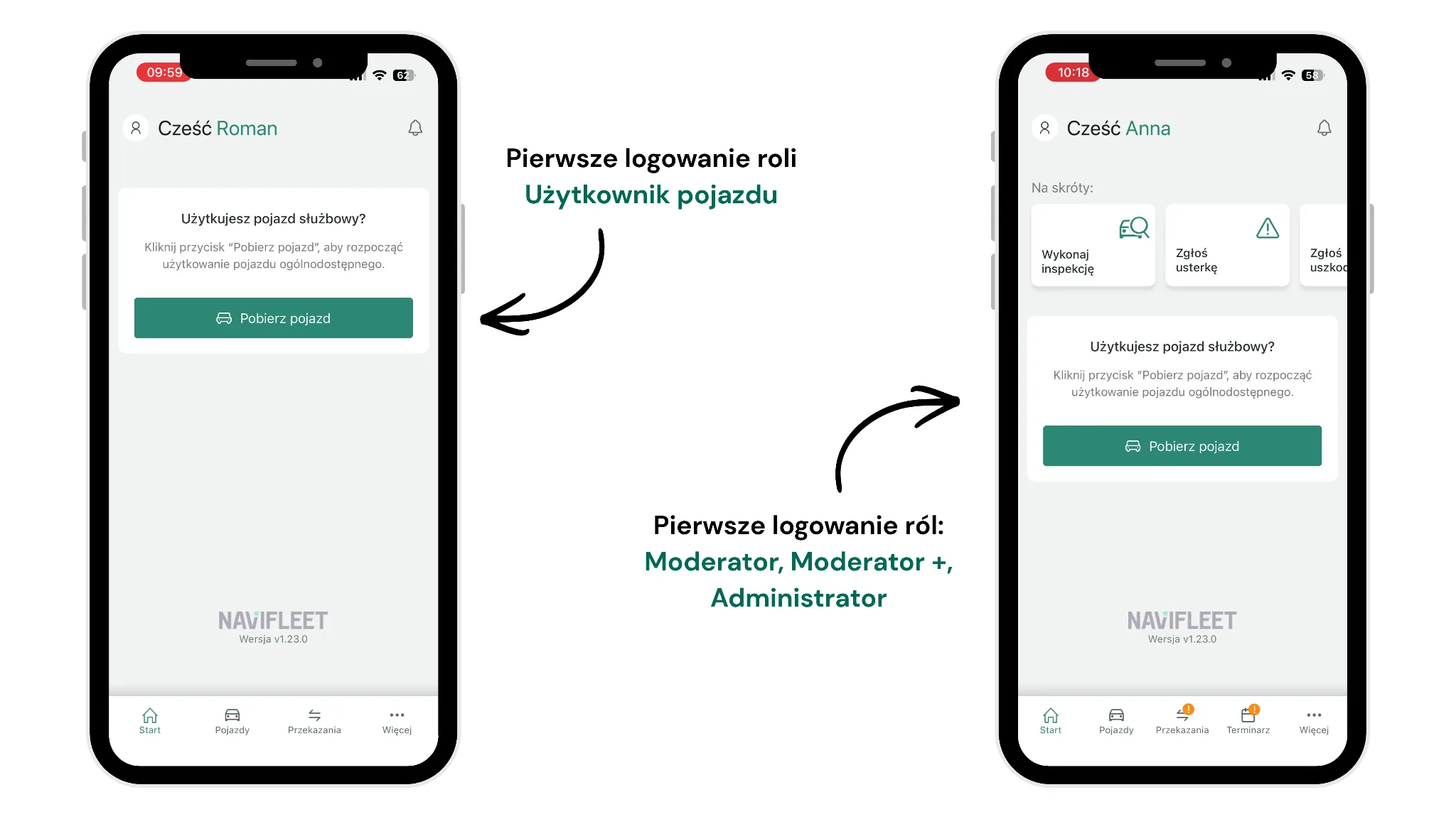 Collecting a publicly available vehicle – screenshot of the Navifleet app