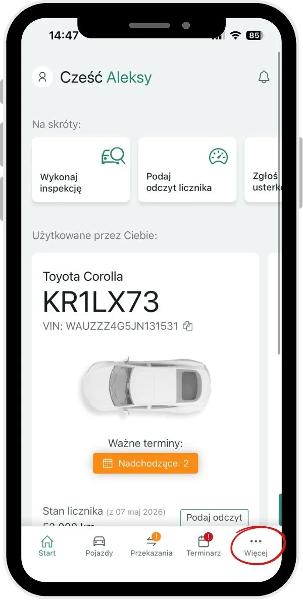 Notifications – screenshot of the Navifleet app