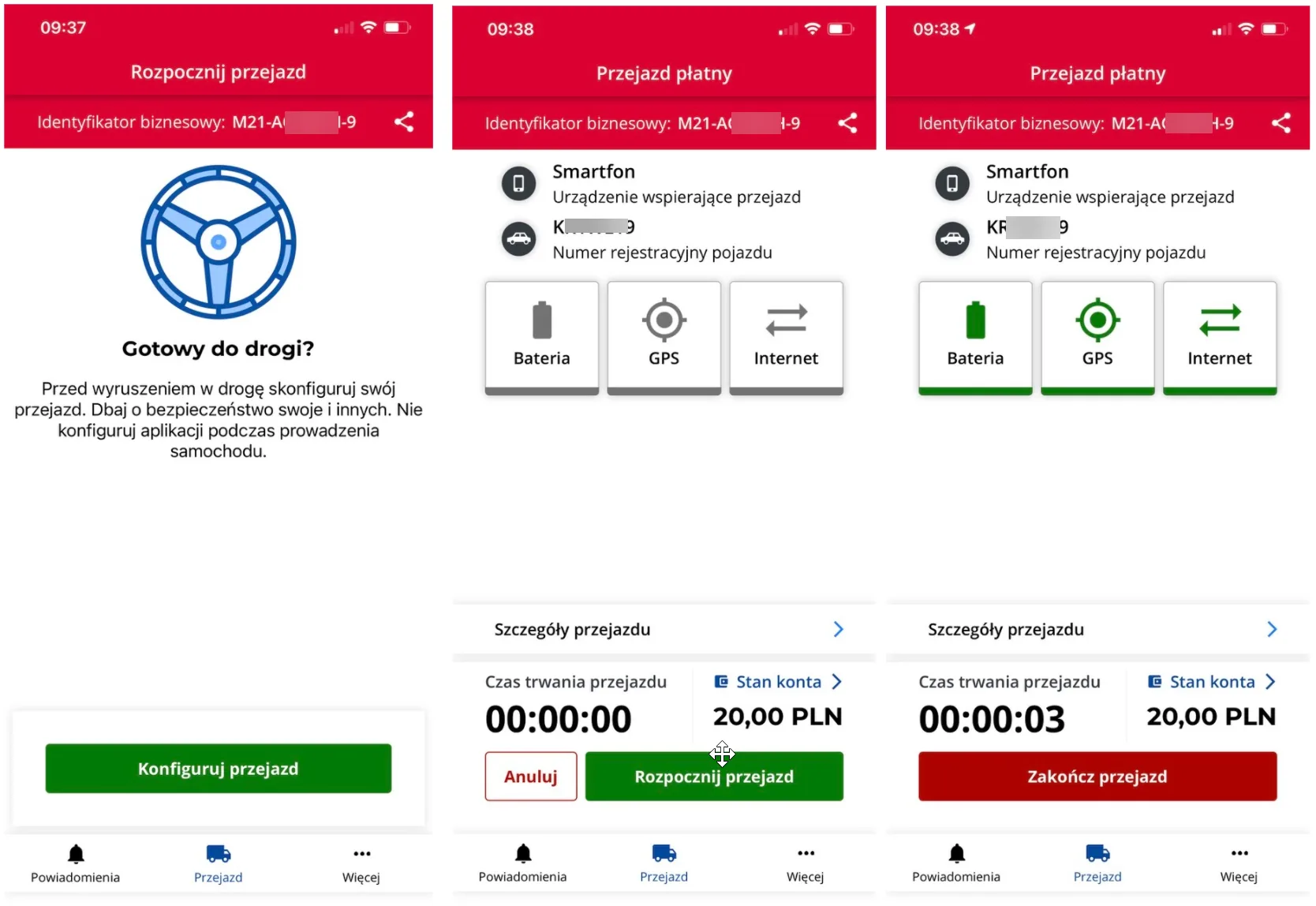 Step 5: Starting the journey – screenshot of the Navifleet app