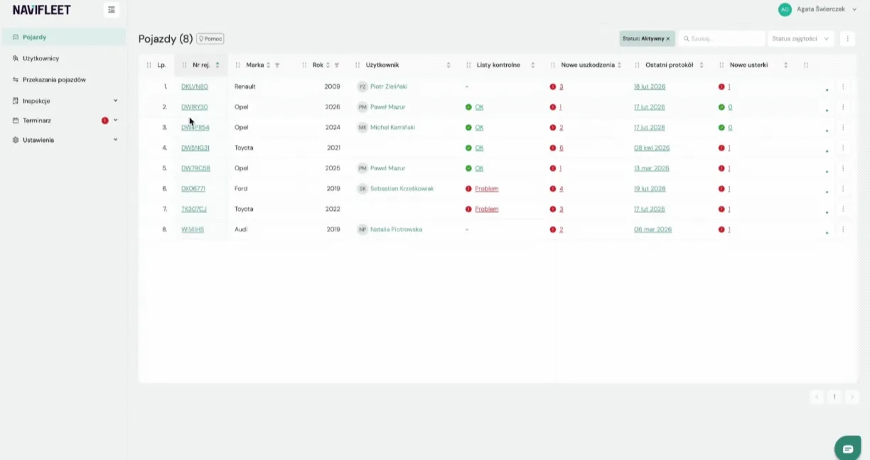 Detailed view (single object) – screenshot of the Navifleet app
