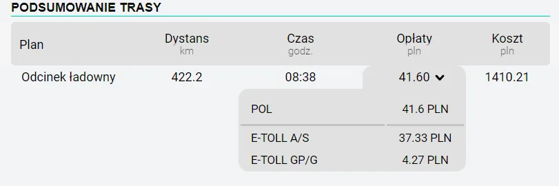 Monitoring route progress – screenshot of the Navifleet app