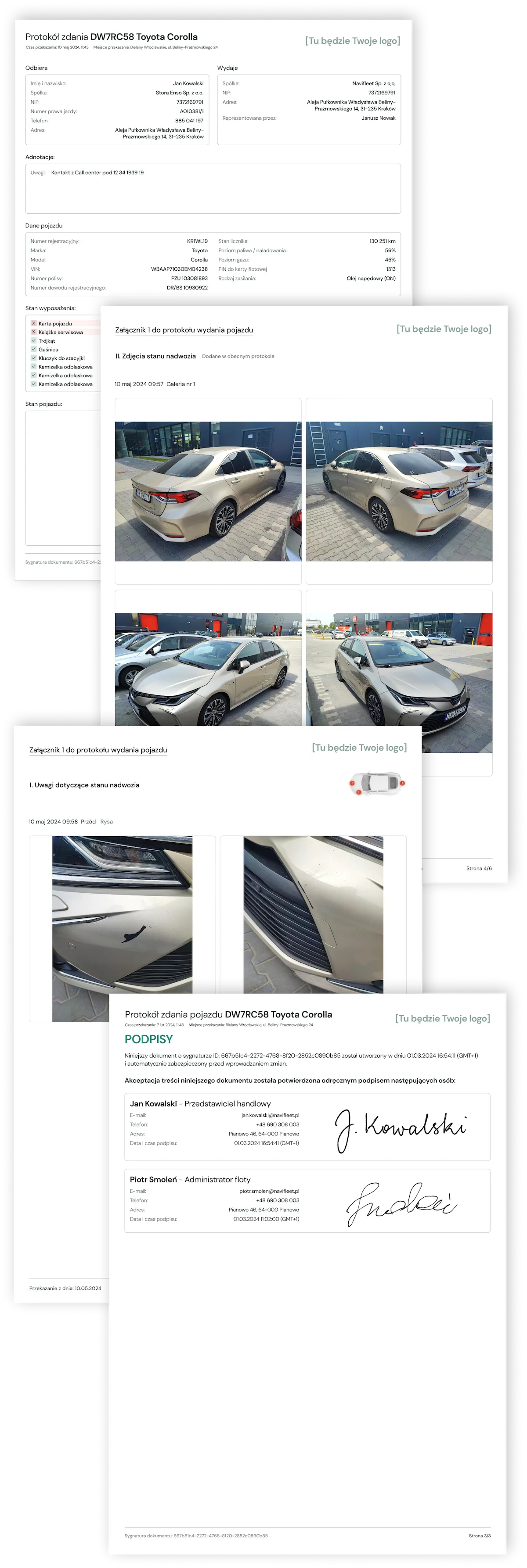 What does an electronic vehicle issue report look like? – screenshot of the Navifleet app