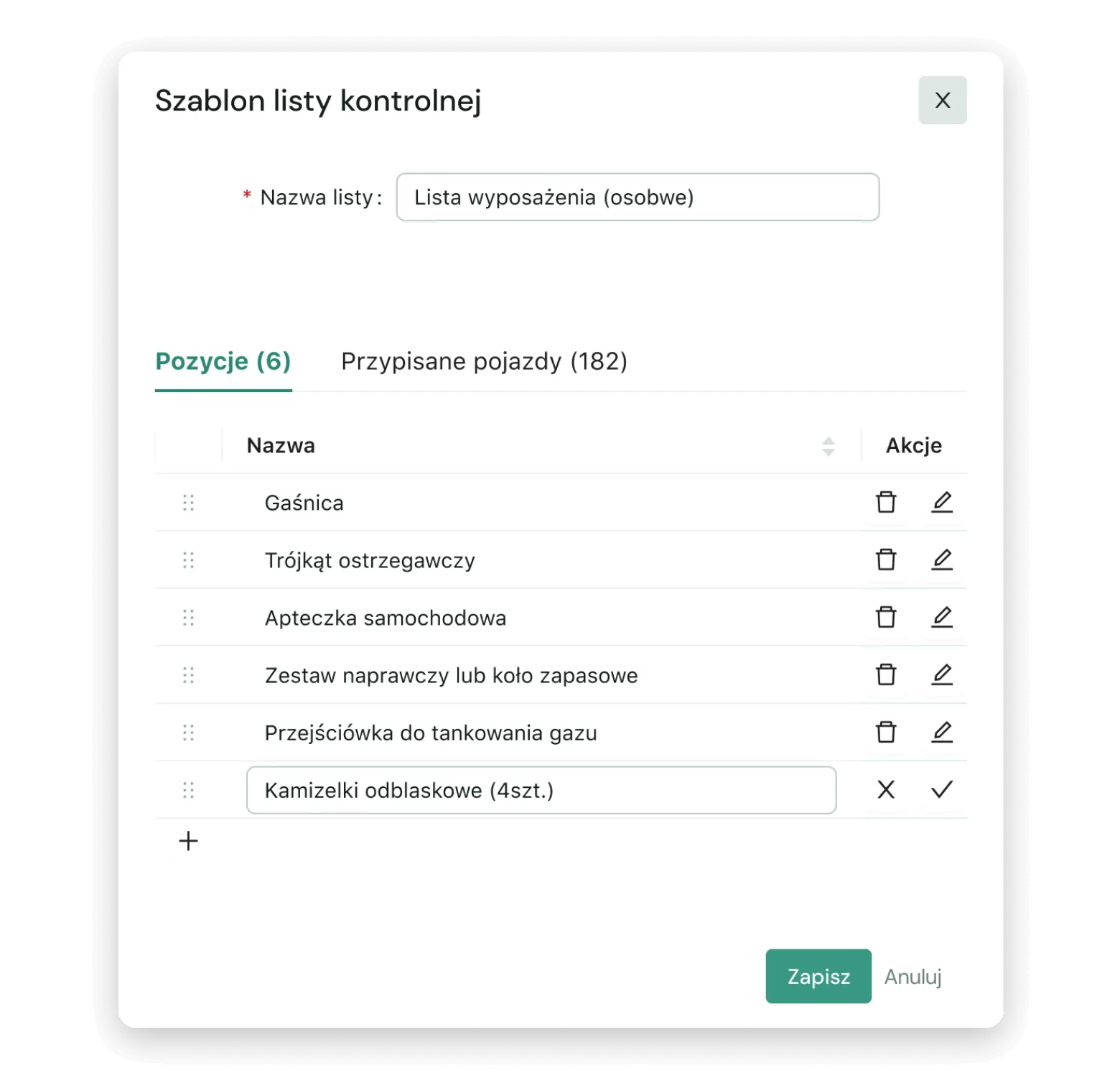 Checklist templates
