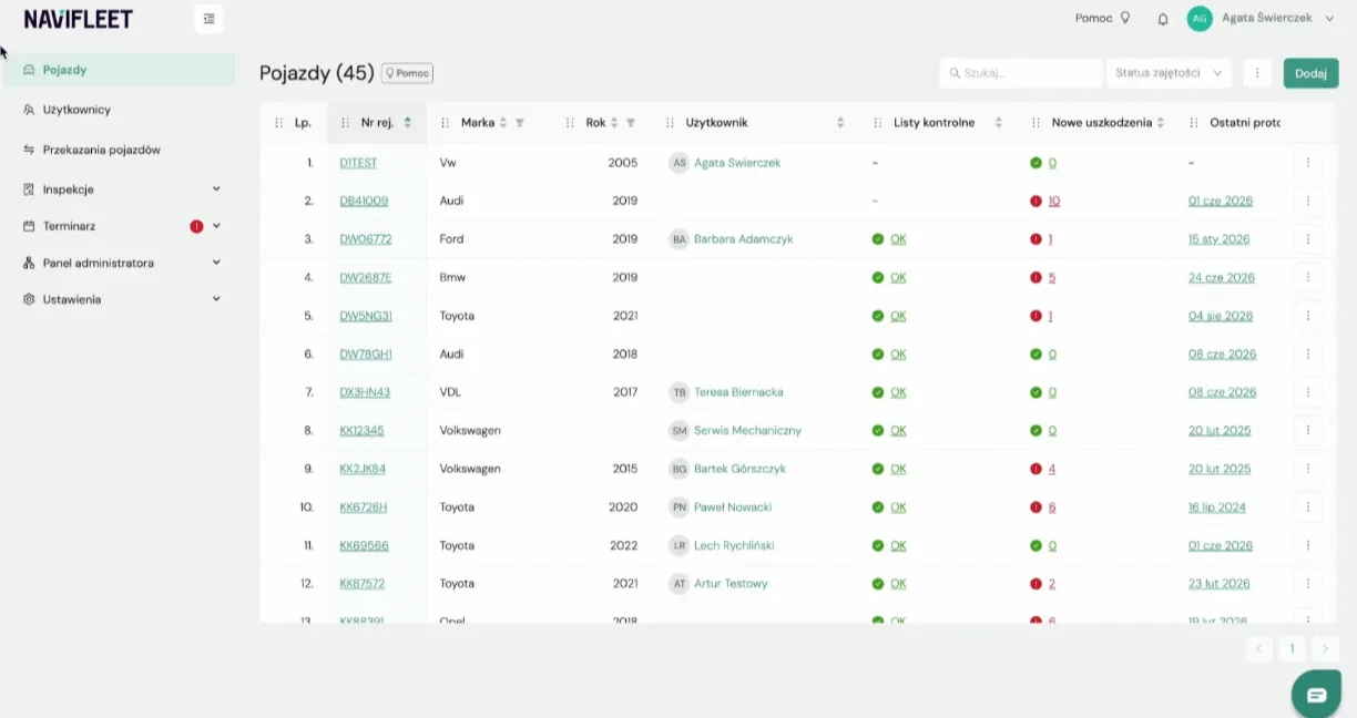 Why can't a driver see a shared vehicle available for collection? – screenshot of the Navifleet app