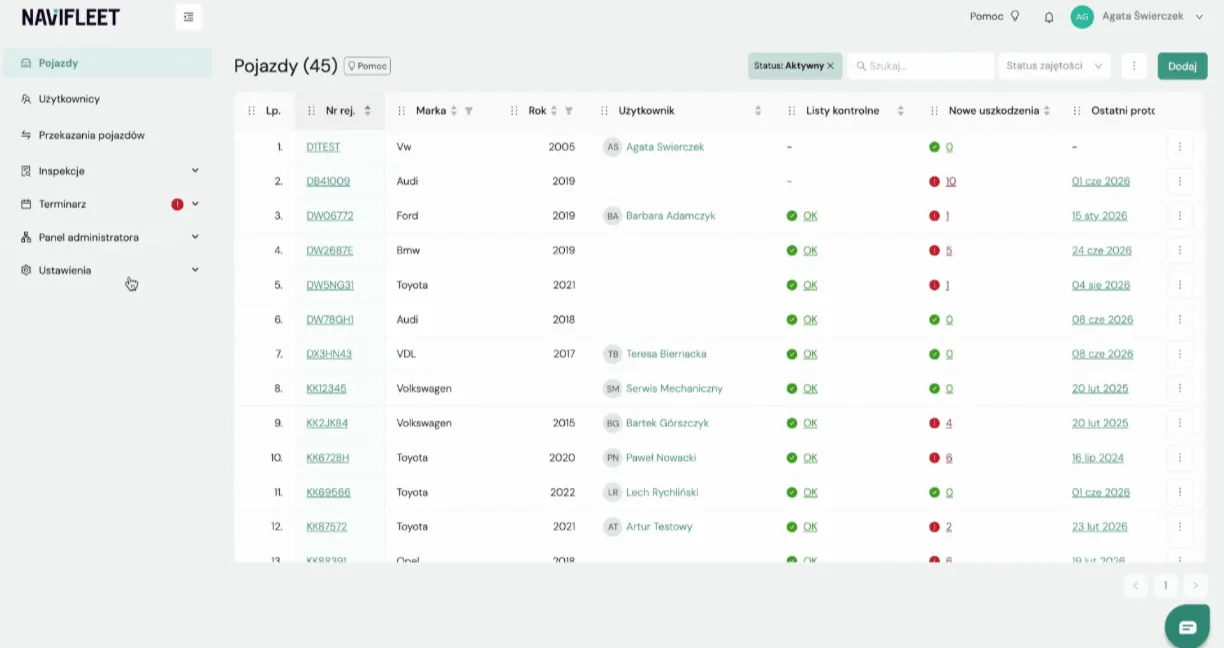 Adding a group – screenshot of the Navifleet app