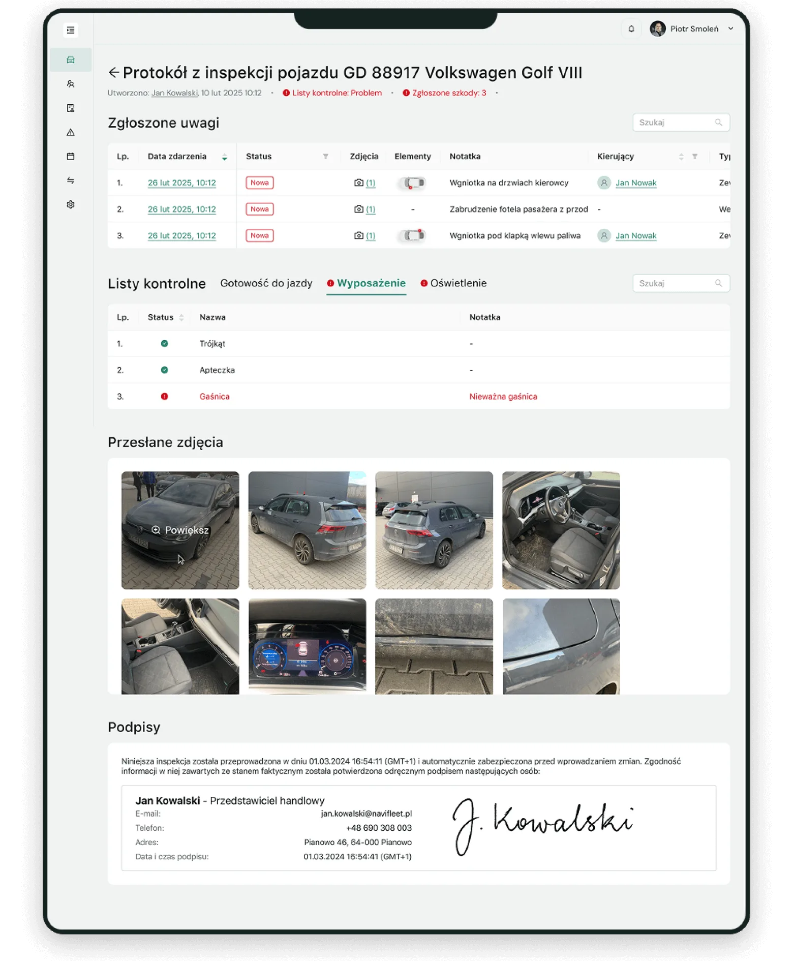 Periodic fleet condition inspections
