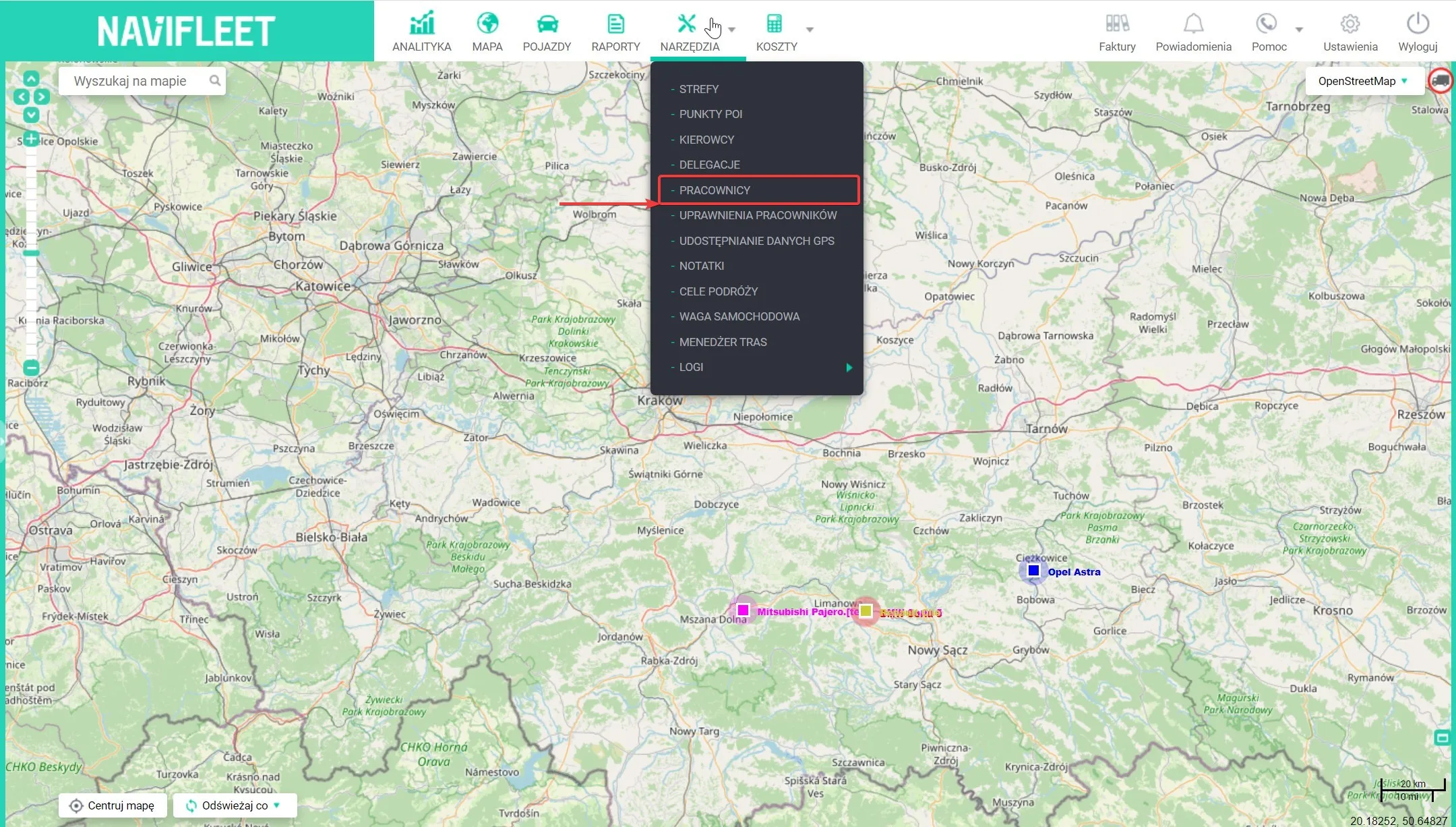 Adding an employee – screenshot of the Navifleet app