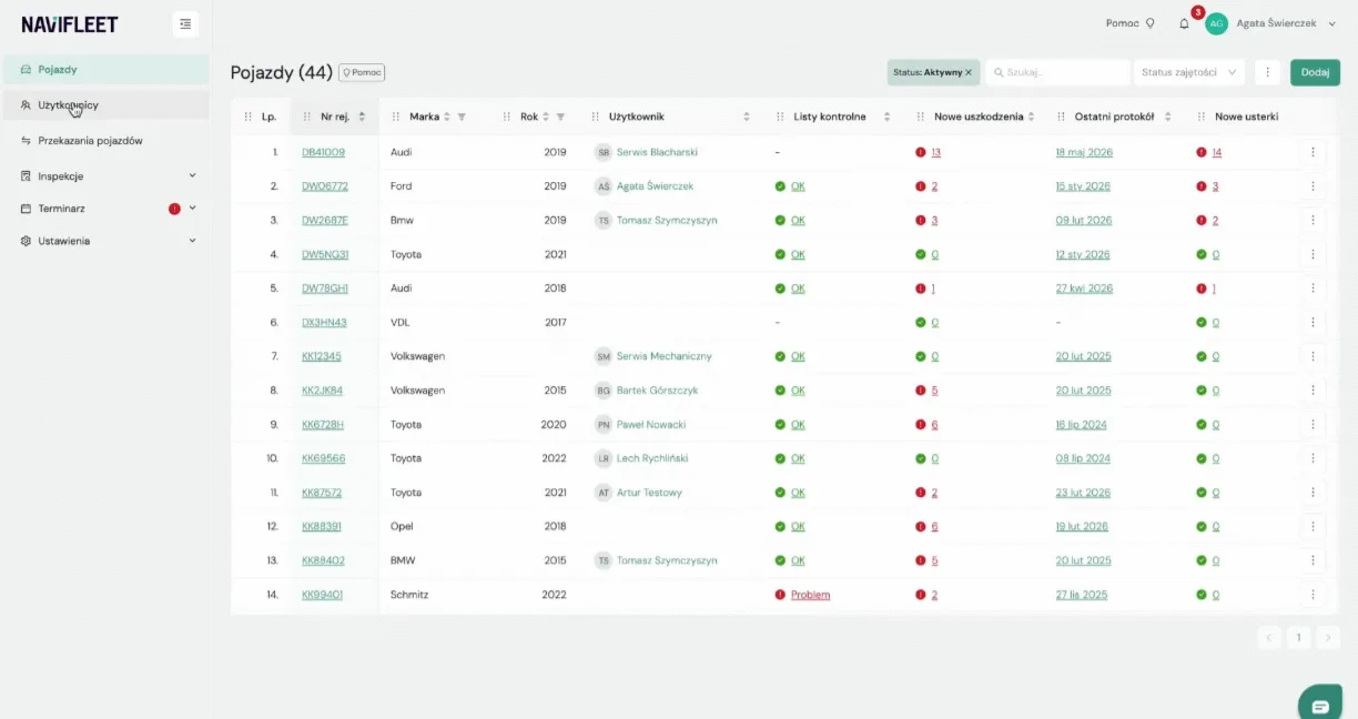 Why can't a driver see a shared vehicle available for collection? – screenshot of the Navifleet app