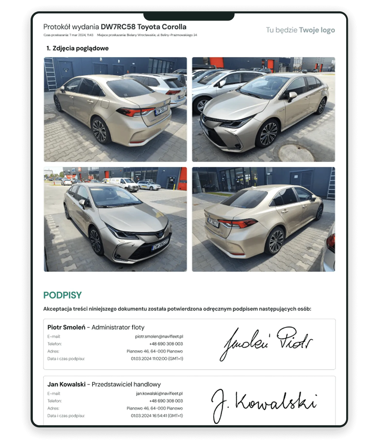 Digital vehicle handover reports