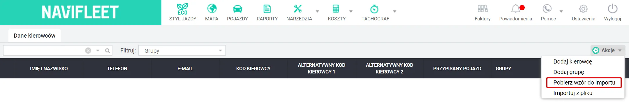 How to add drivers in the Navifleet app? – screenshot