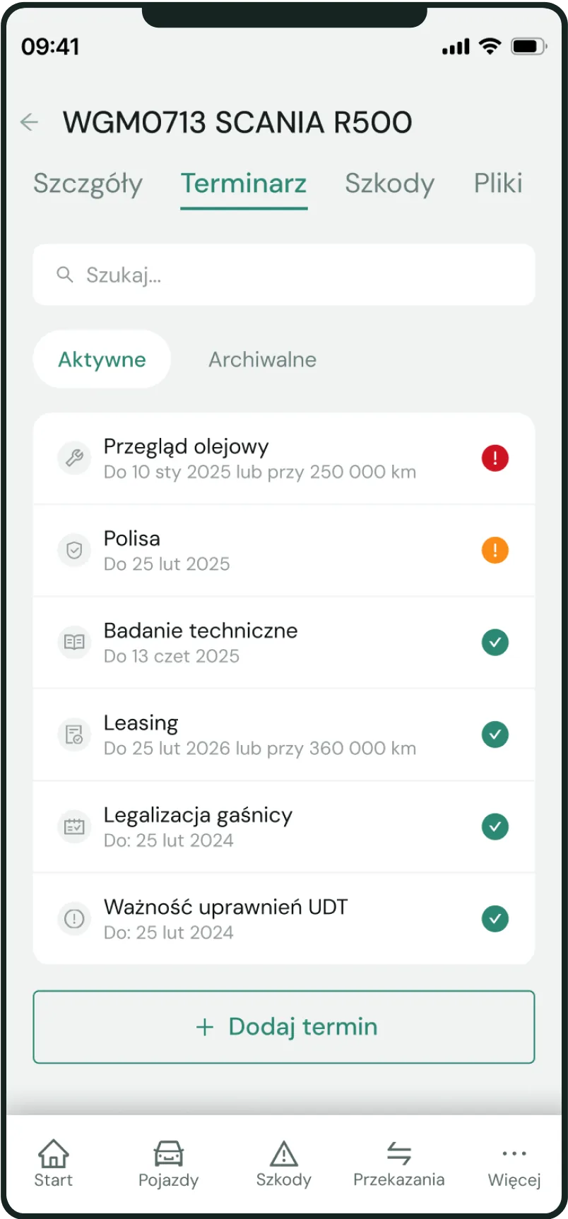 Kontrola ważnych terminów w transporcie