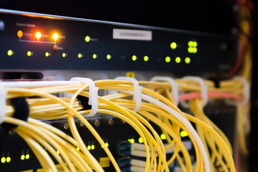 network cables connected to a server