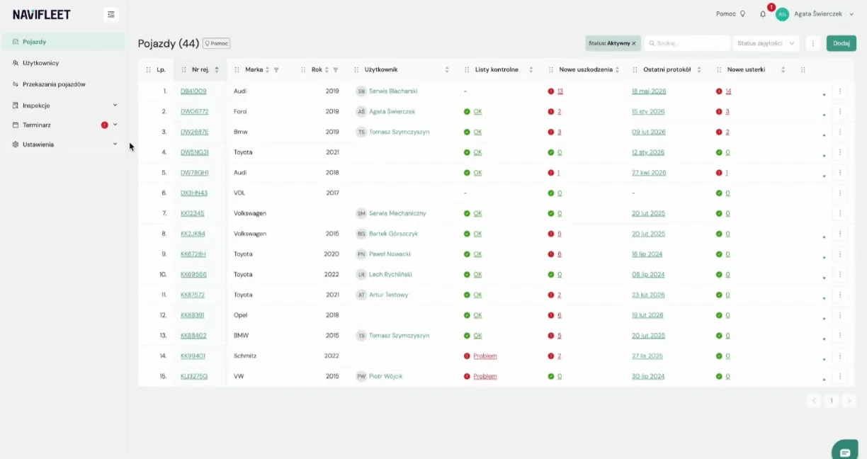 Organisation details – screenshot of the Navifleet app
