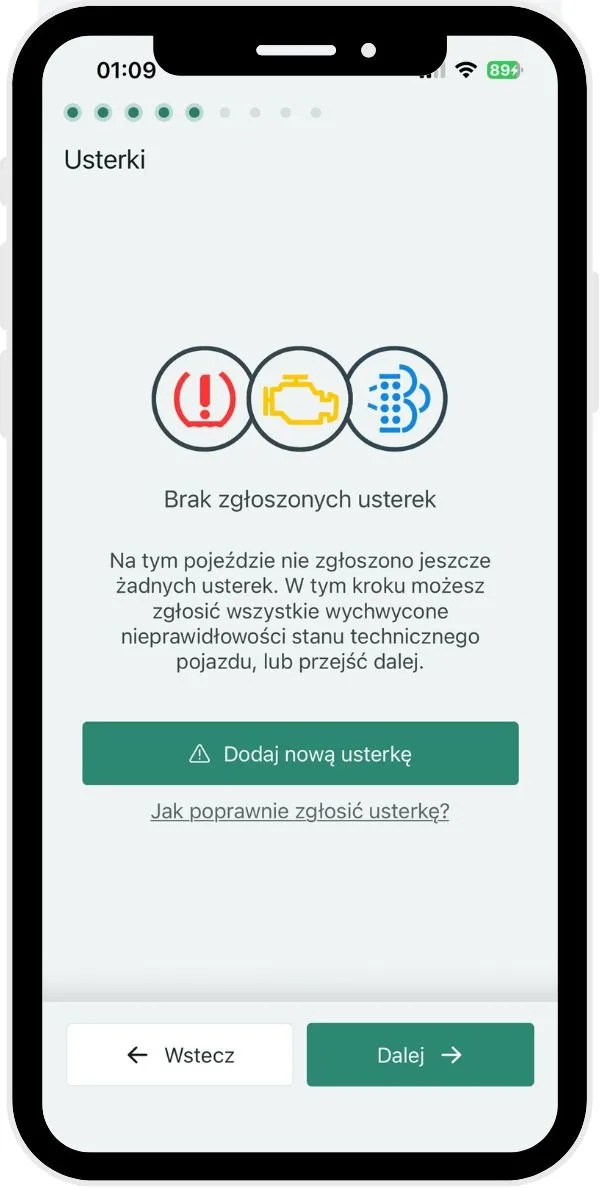 What steps does a vehicle inspection consist of? – screenshot of the Navifleet app