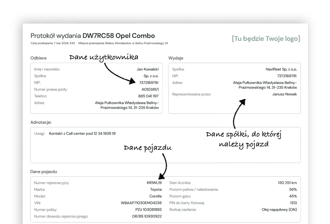 Why do we require the vehicle to be linked to a company? – screenshot of the Navifleet app