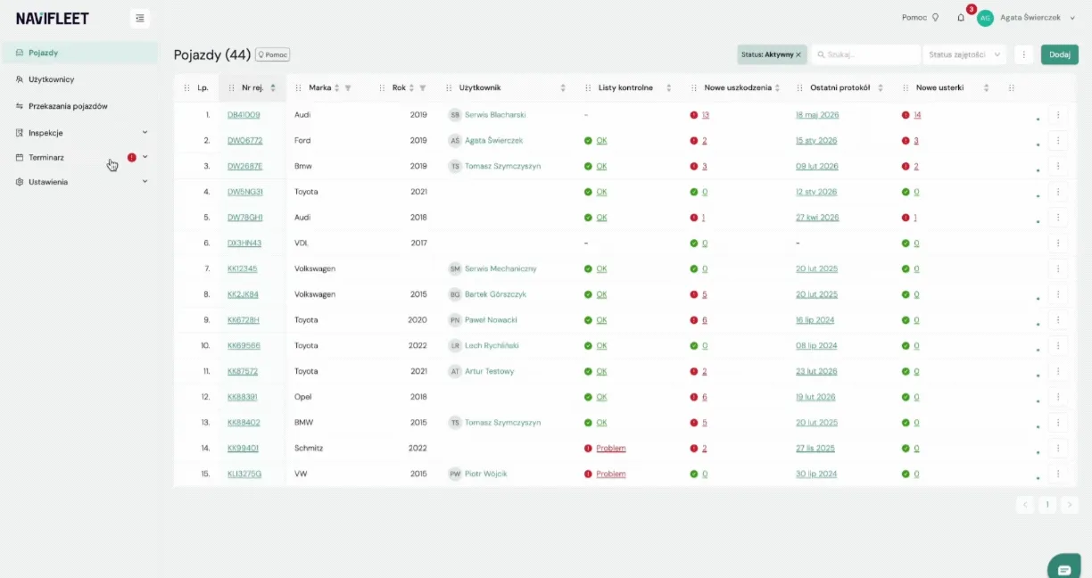Generate notifications – screenshot of the Navifleet app