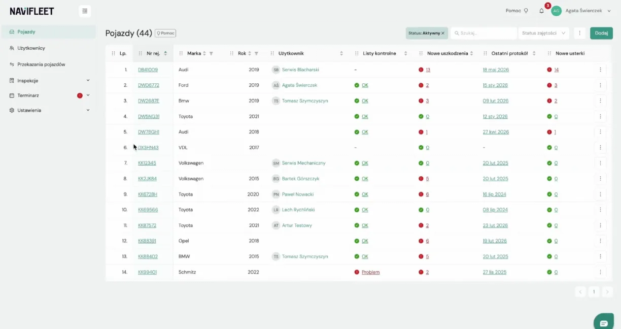 Creating a checklist template – screenshot of the Navifleet app