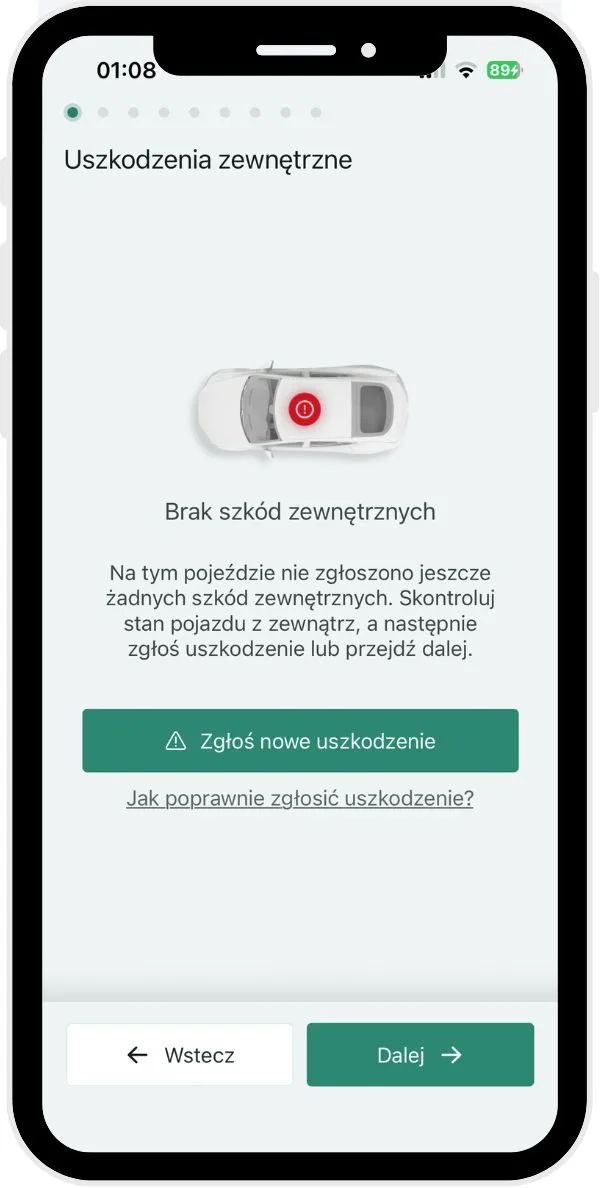 What steps does a vehicle inspection consist of? – screenshot of the Navifleet app