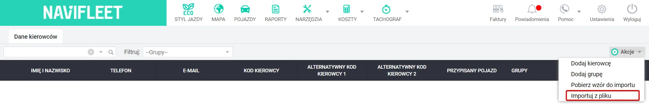 How to add drivers in the Navifleet app? – screenshot