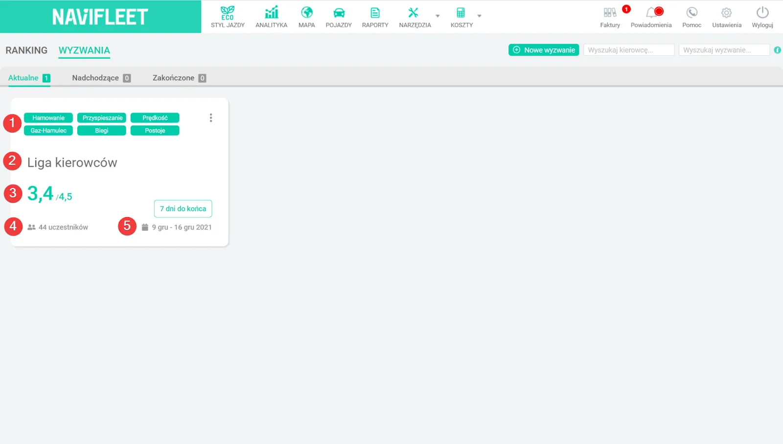 How to monitor challenges? – screenshot of the Navifleet app