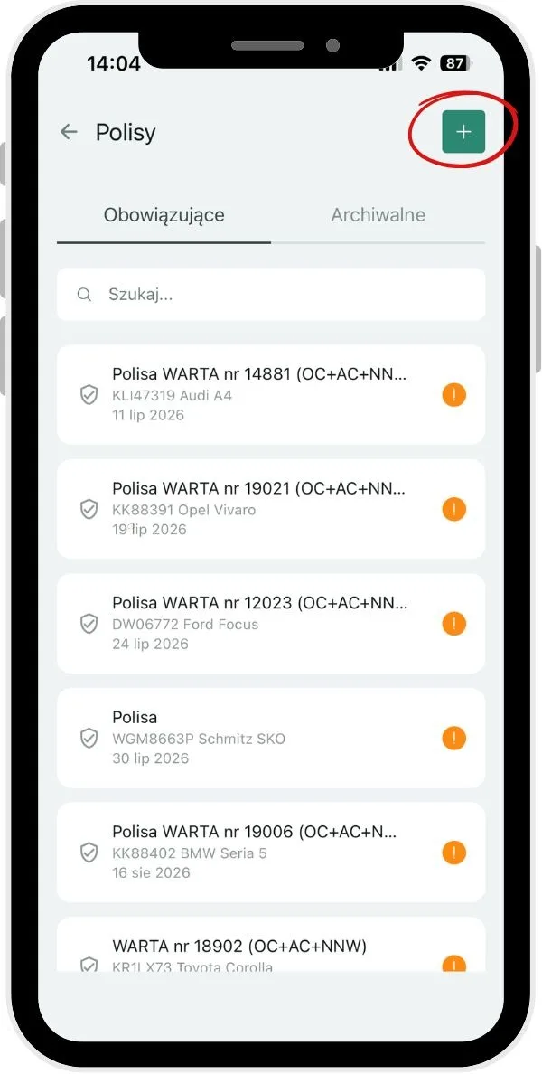 Adding a new deadline – screenshot of the Navifleet app