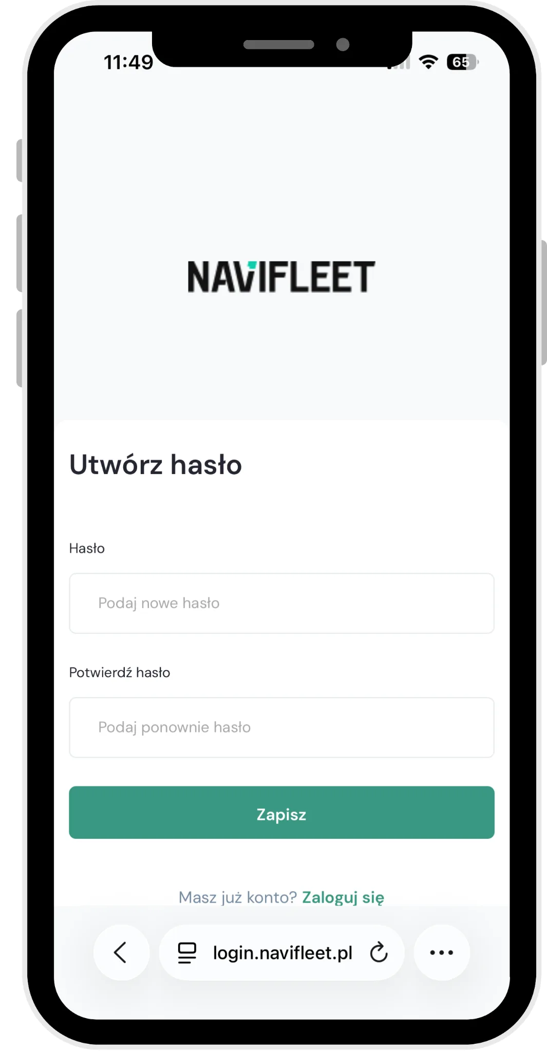 How to register? – screenshot of the Navifleet app