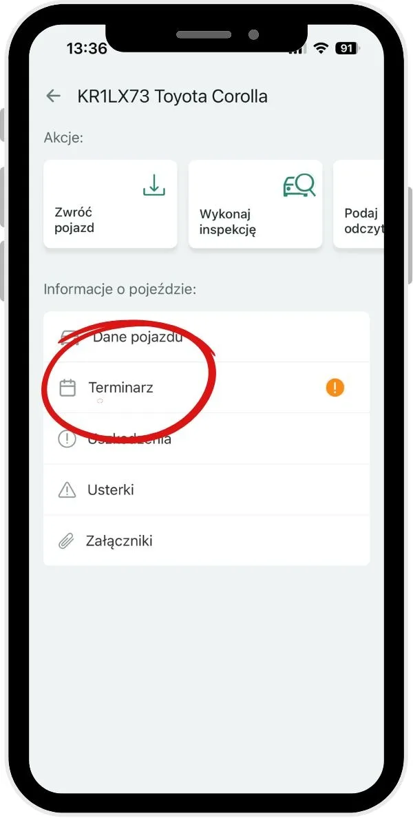 To check deadline details: – screenshot of the Navifleet app