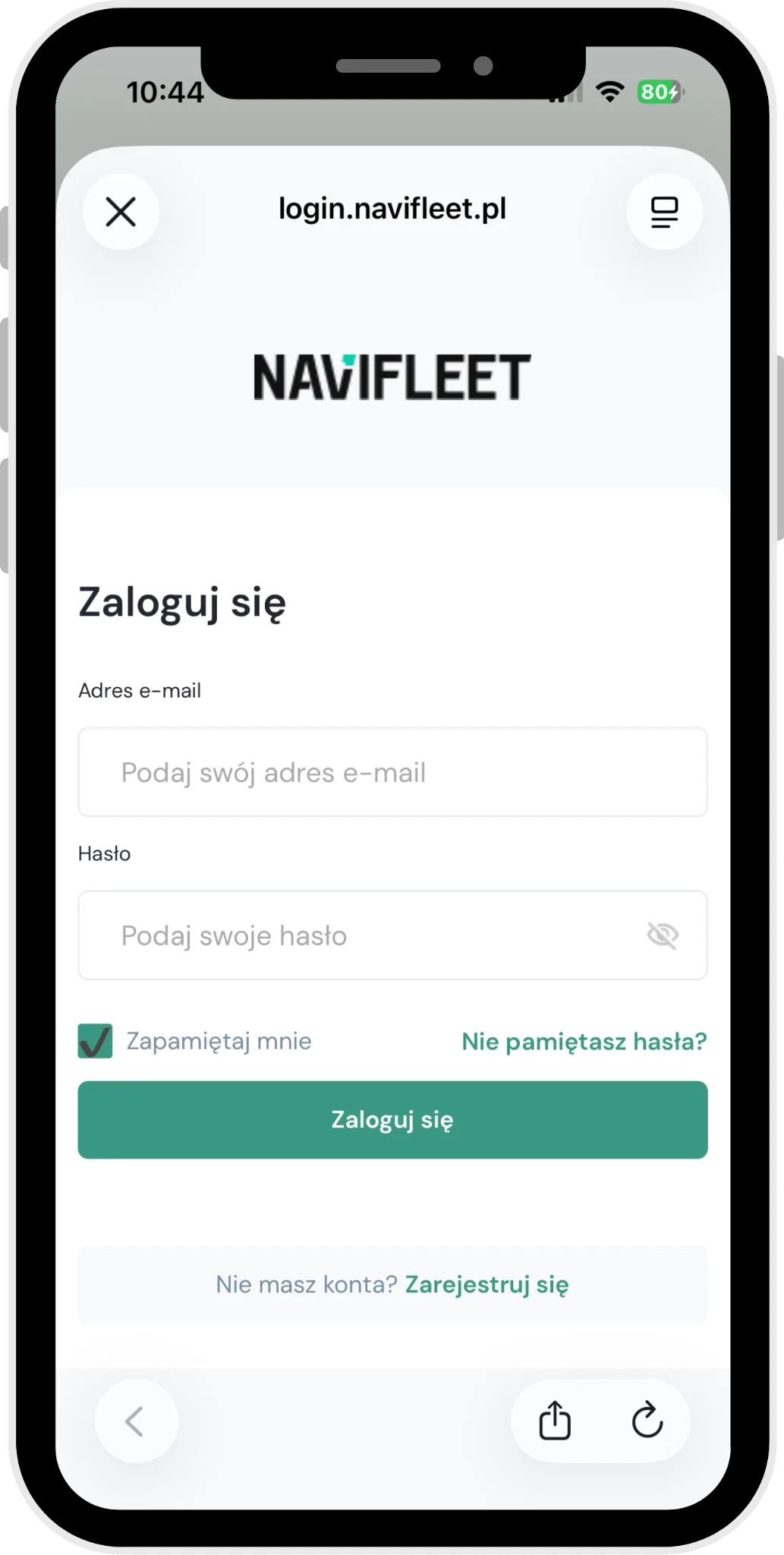 How to change your password? – screenshot of the Navifleet app