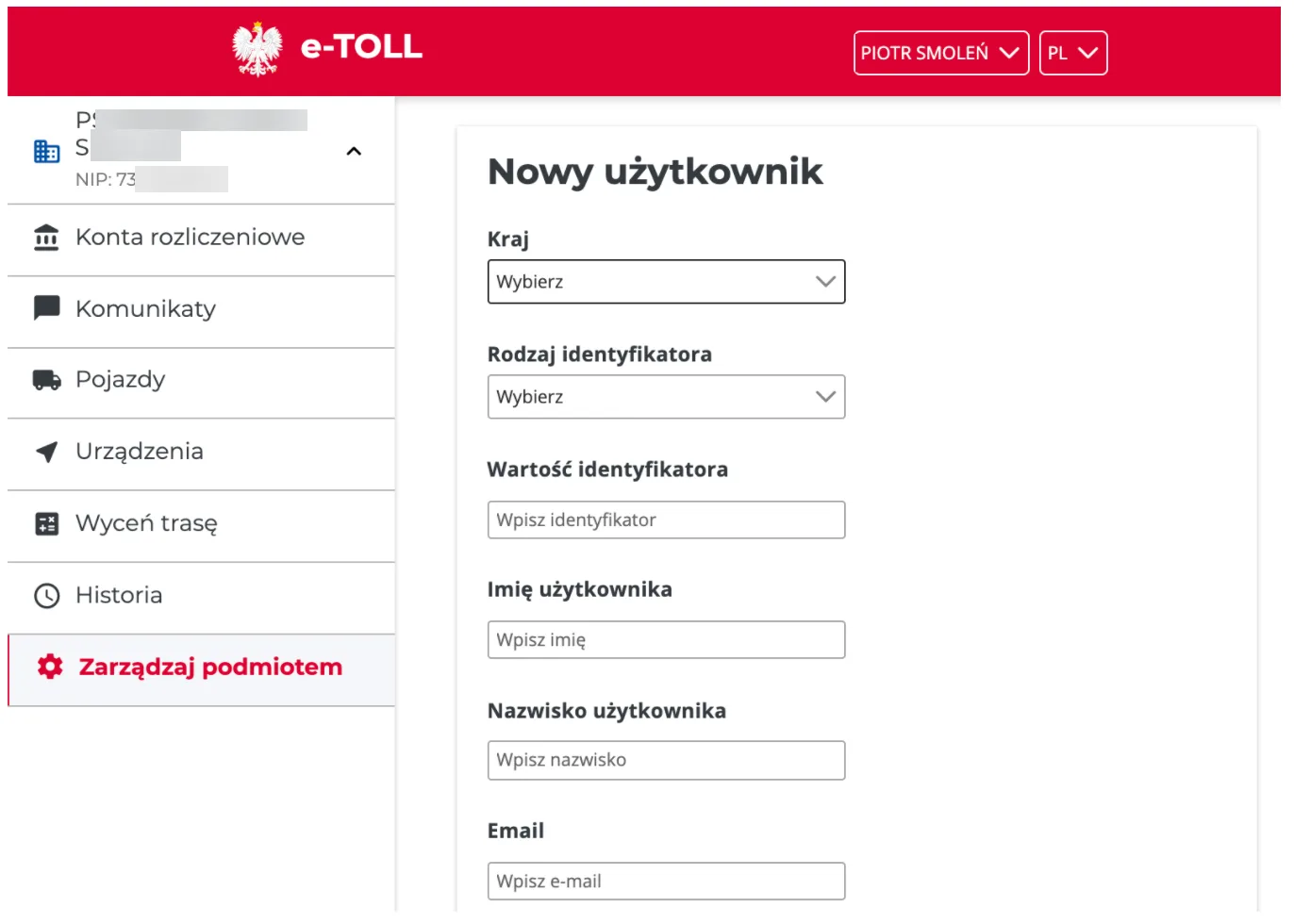 Adding new users to the entity account – screenshot of the Navifleet app