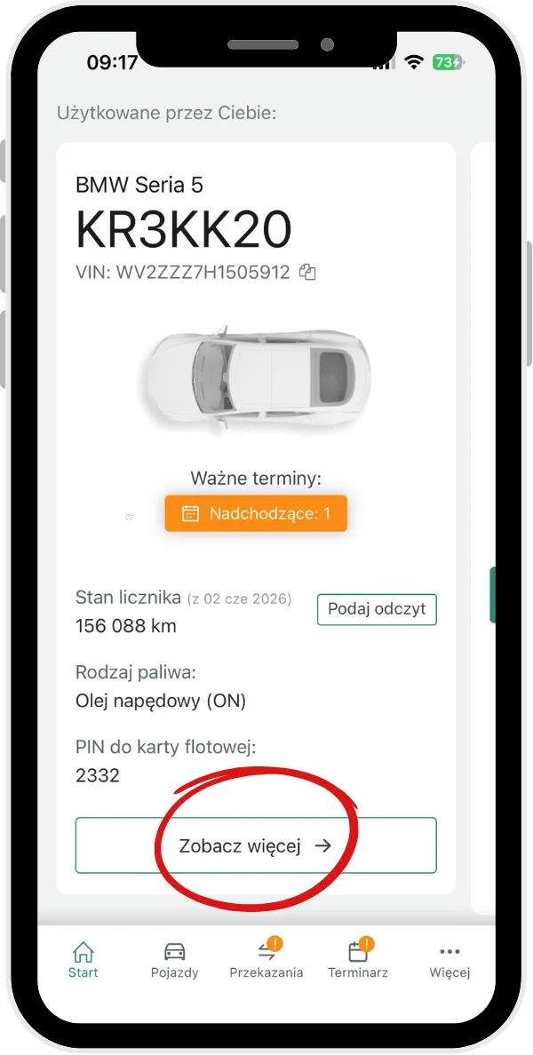 How to return a vehicle? – screenshot of the Navifleet app