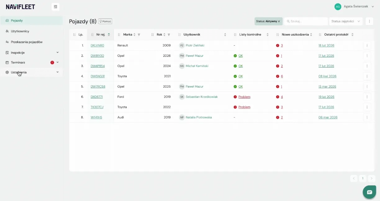 Adding a group – screenshot of the Navifleet app