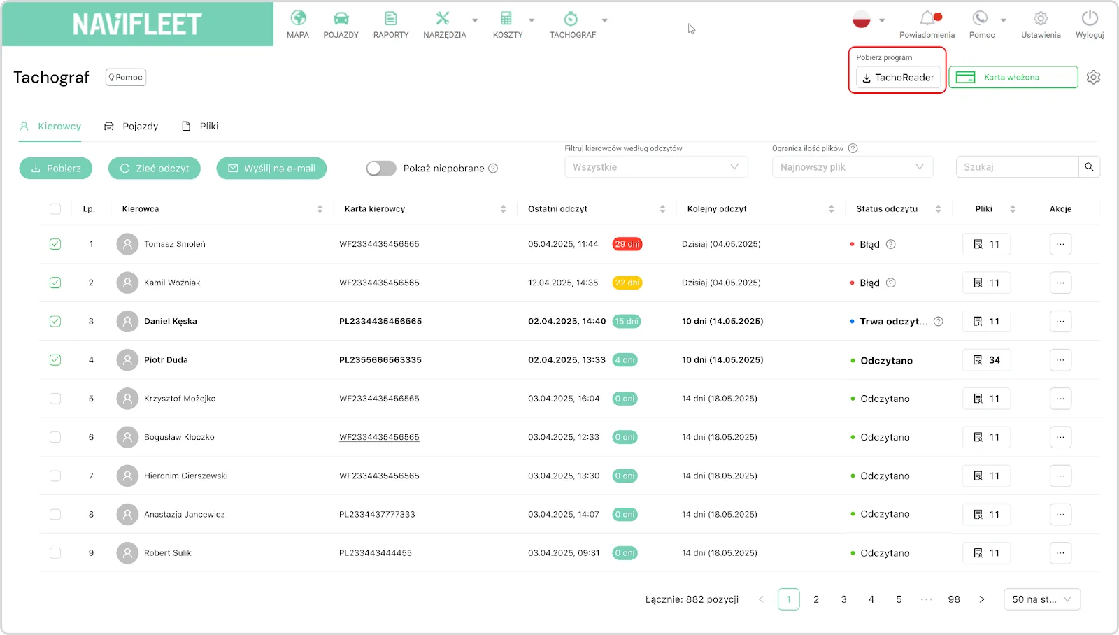 Step 2: Download and install TachoReader – screenshot of the Navifleet app