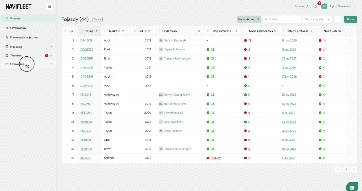 Creating a checklist template – screenshot of the Navifleet app
