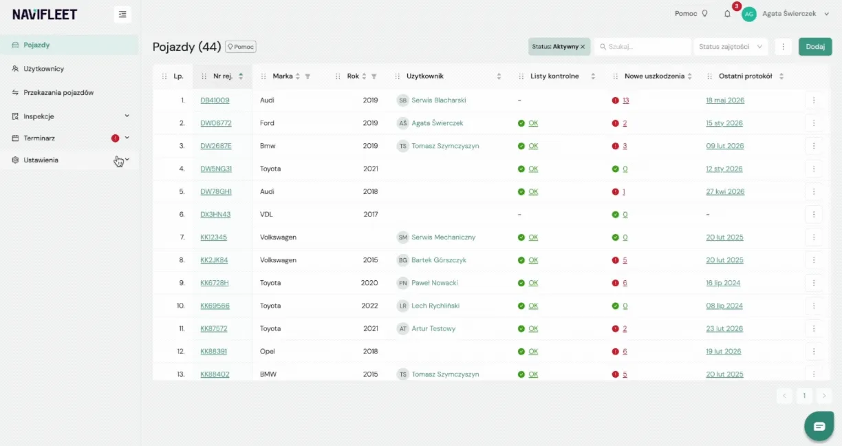 Editing a fleet instruction template – screenshot of the Navifleet app
