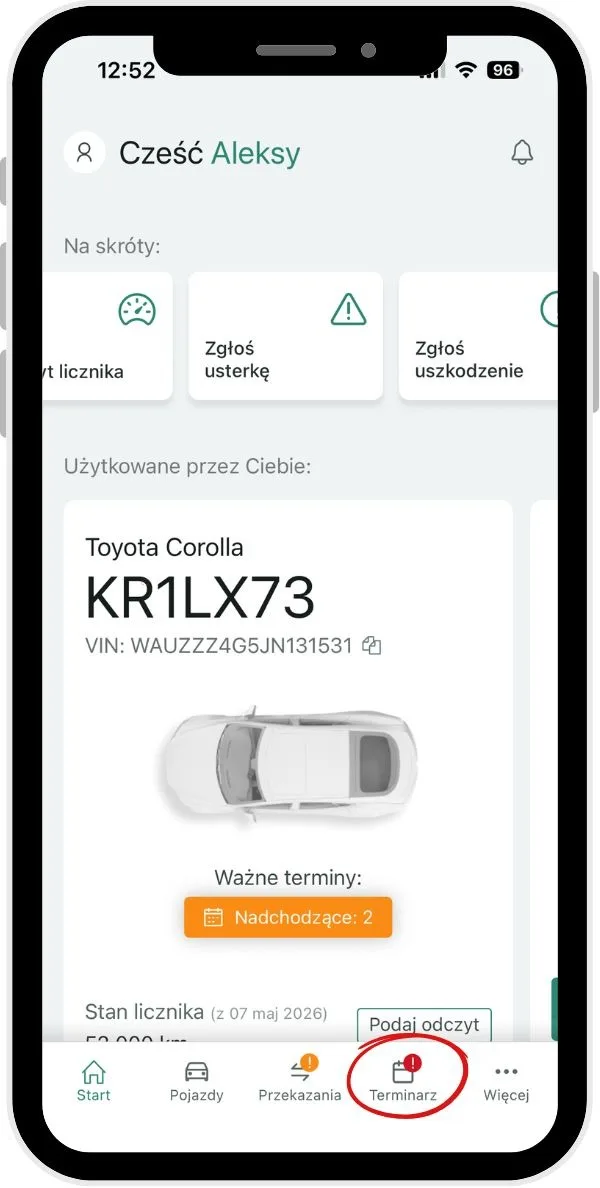 To check the details for all vehicles: – screenshot of the Navifleet app