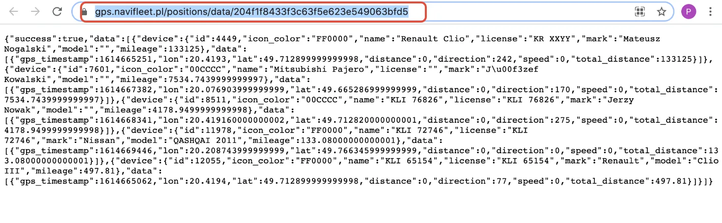 Preview of the shared data