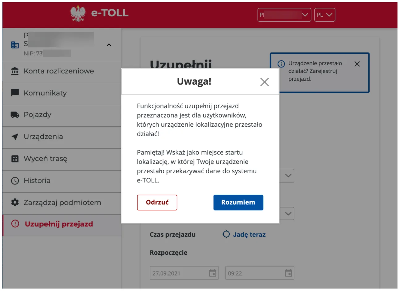 Below we show what the whole route declaration process looks like: – screenshot of the Navifleet app