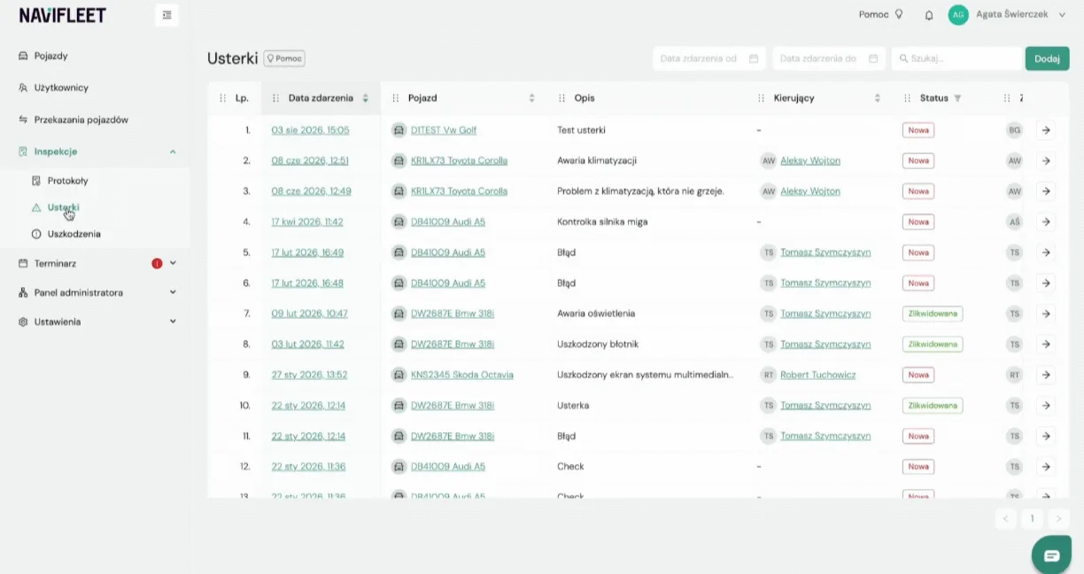 How to add an invoice or other repair document? – screenshot of the Navifleet app